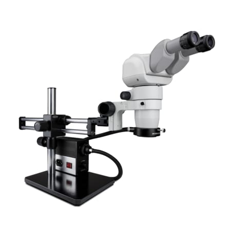 Scienscope Ergo Stereo Zoom Microscope With LED Lighting On Dual Arm Stand CMO-PK5D-AN-E
